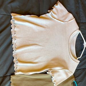 White & green ruffled top